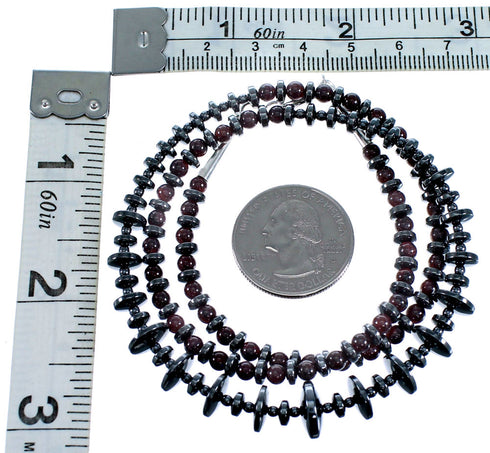 Sterling Silver Hematite And Garnet Bead Necklace SX114937